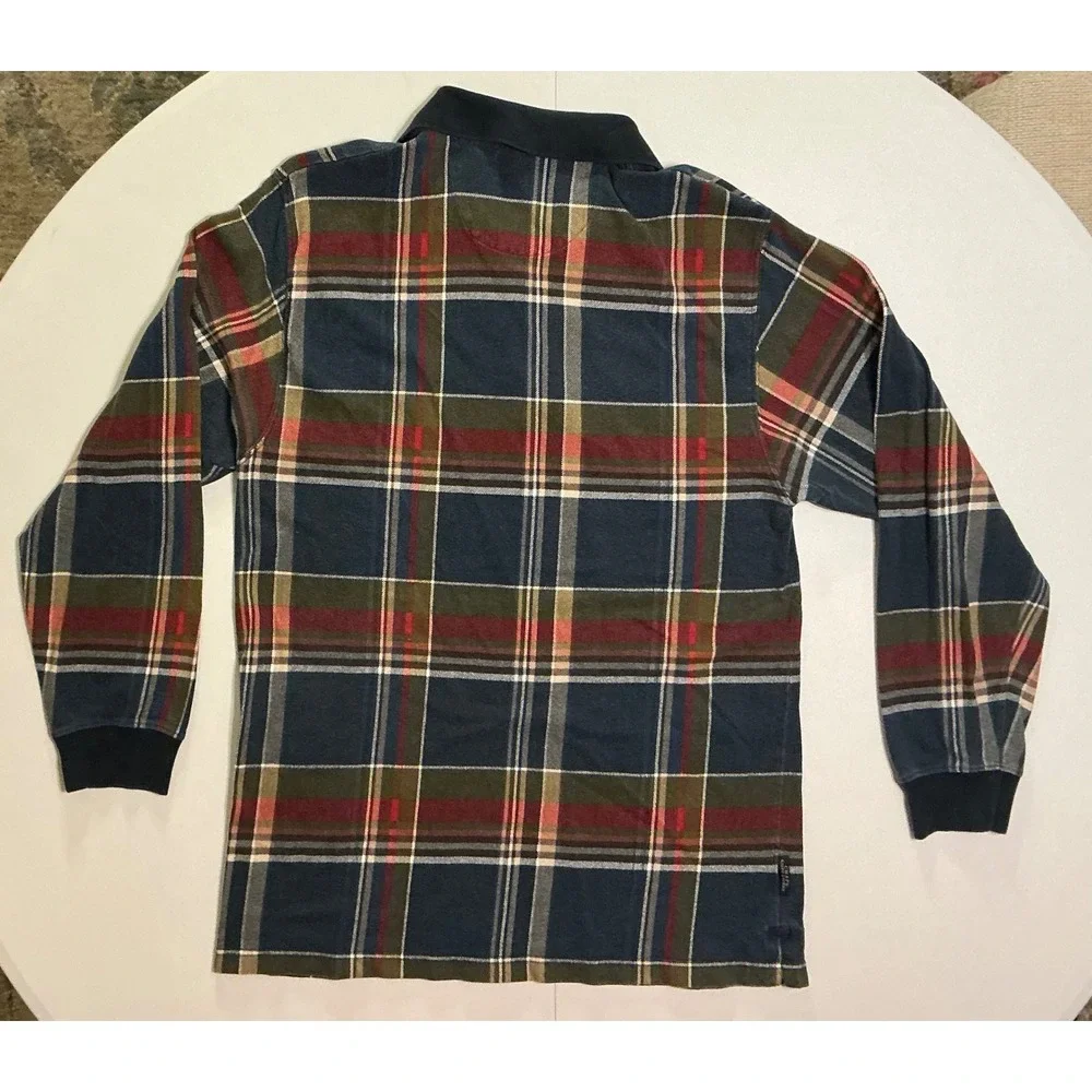 VTG Y2K Chaps Ralph Lauren Plaid Long Sleeve Polo‎ Shirt Mens XL Navy Green 90s